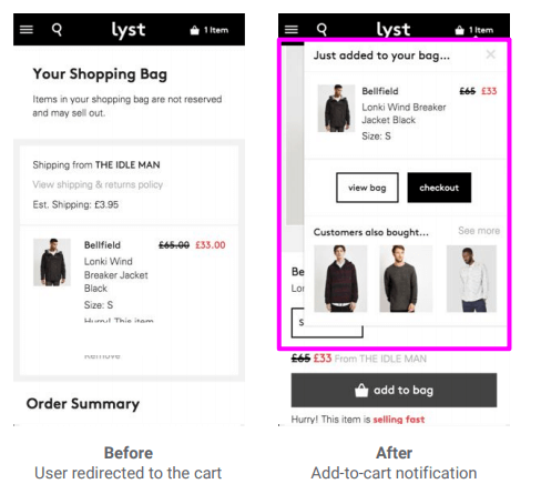 lyst cart page